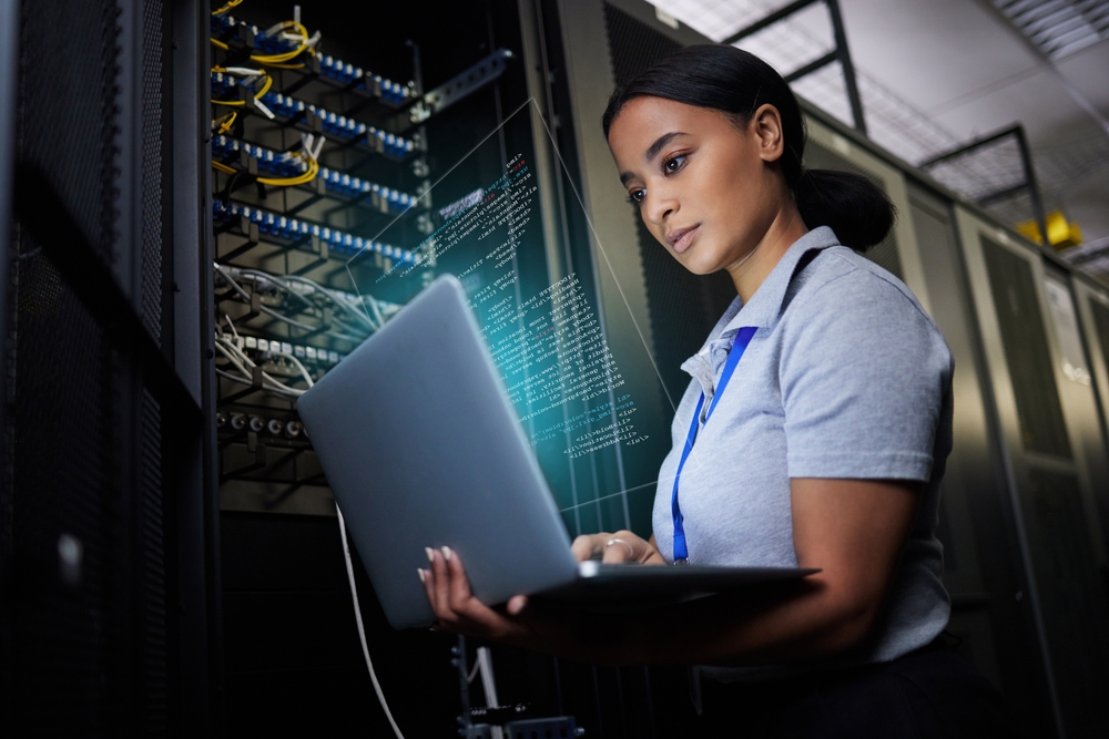 IT technician working on a server